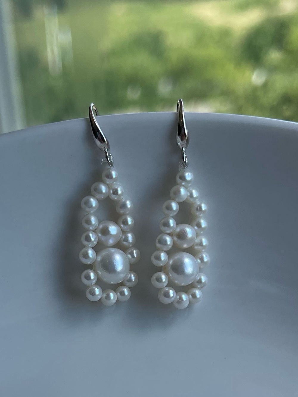 Classic White Freshwater Pearl Teardrop Earrings - Sterling Silver 925 hooks 56